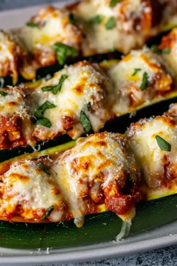 Chicken Parmesan Zucchini Boats