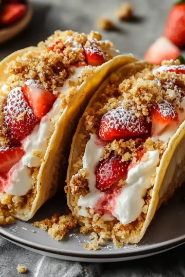 Strawberry Crunch Cheesecake Tacos