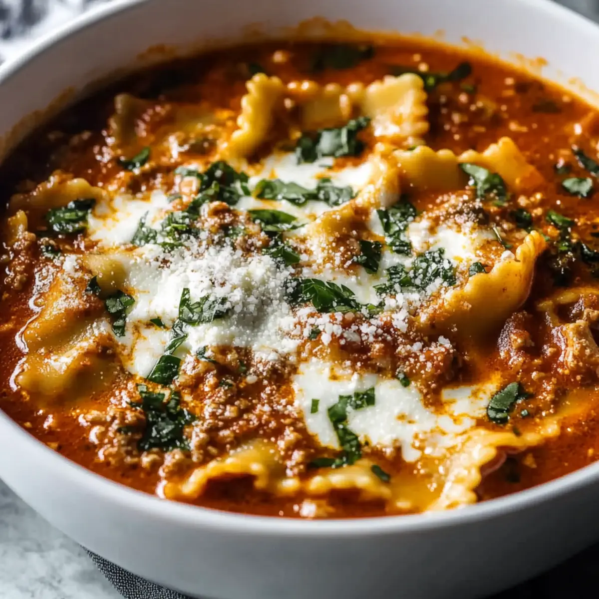 One Pot Lasagna Soup