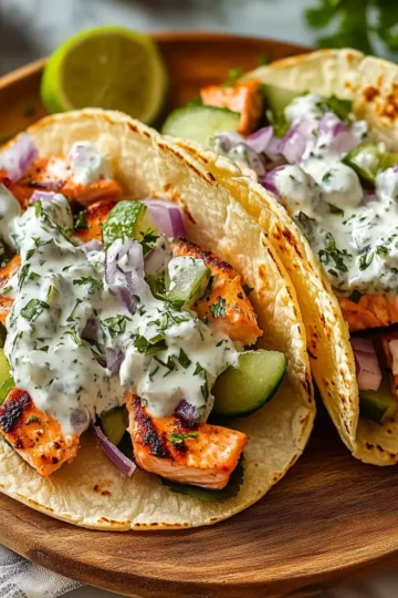 Mediterranean-Style Salmon Tacos