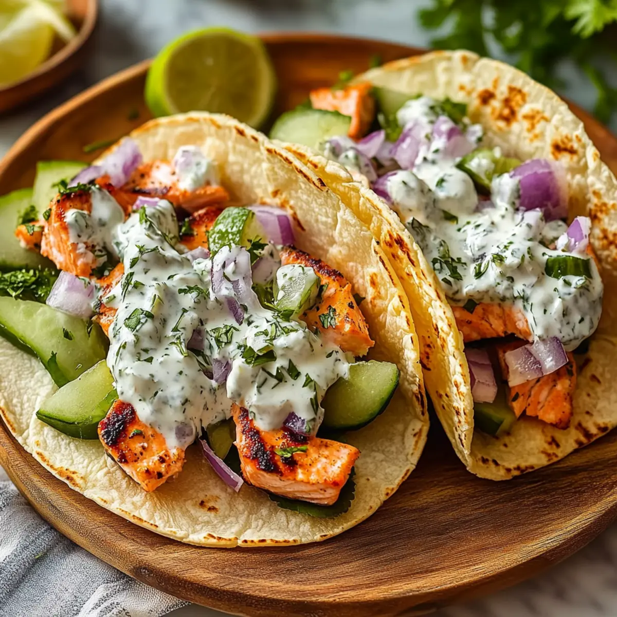 Mediterranean-Style Salmon Tacos