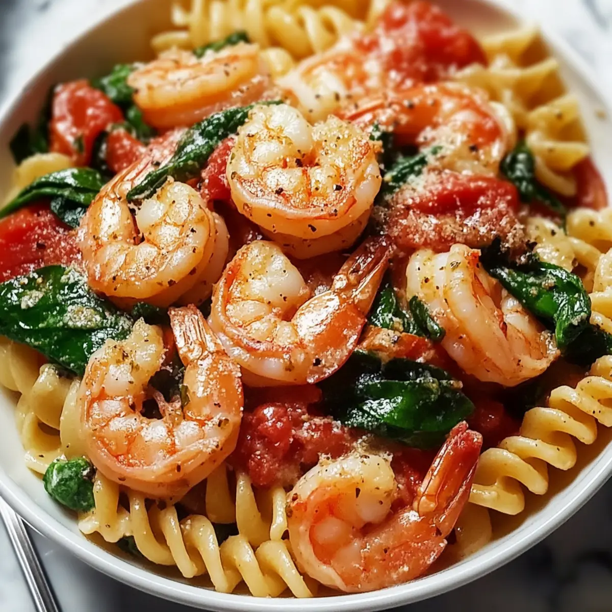 Tomato Spinach Shrimp Pasta