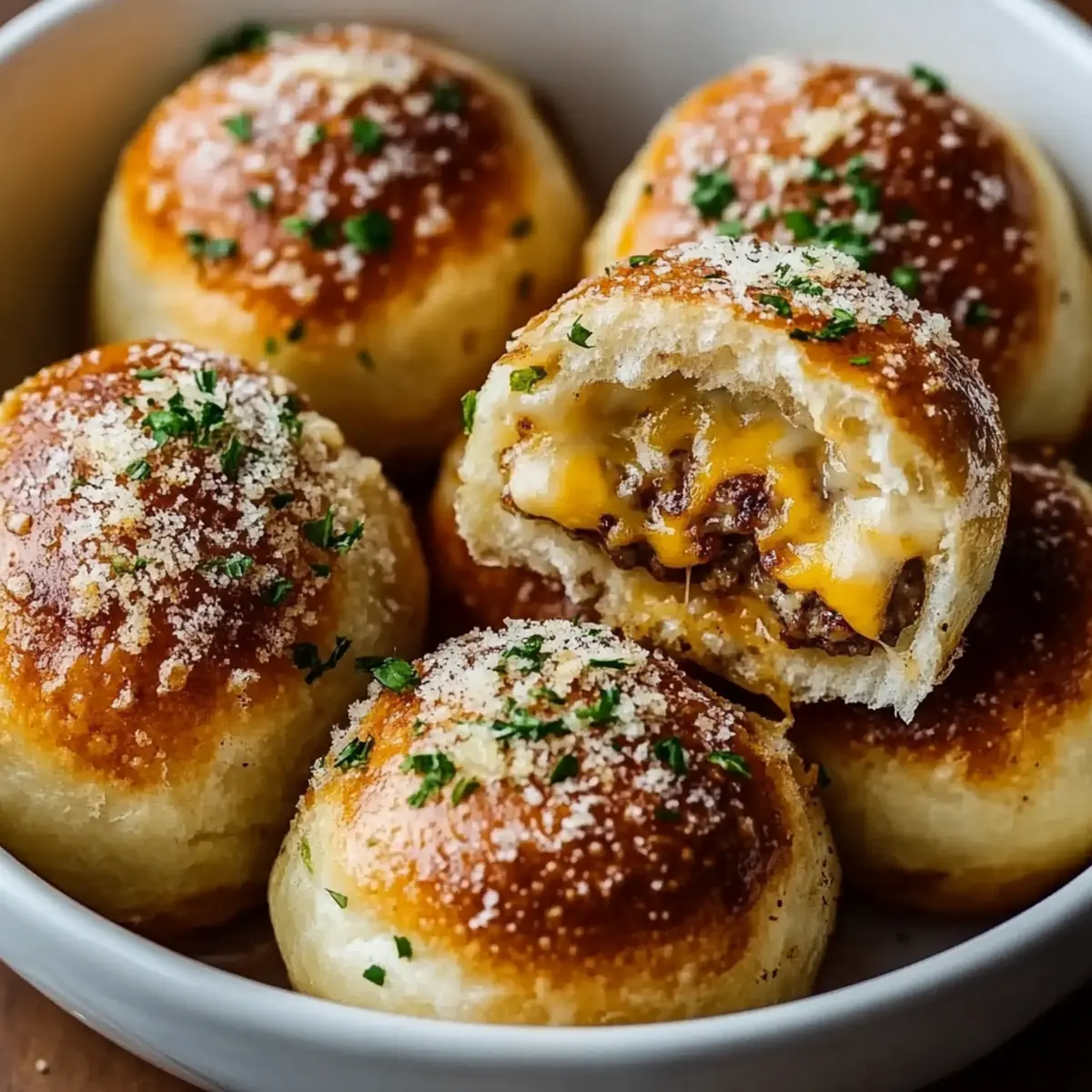 Garlic Parmesan Cheeseburger Bombs