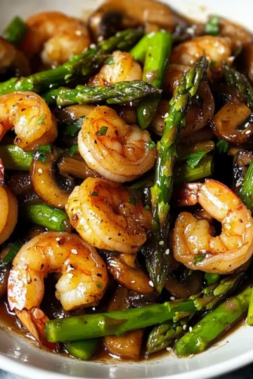 Shrimp and Asparagus Stir Fry with Mushrooms