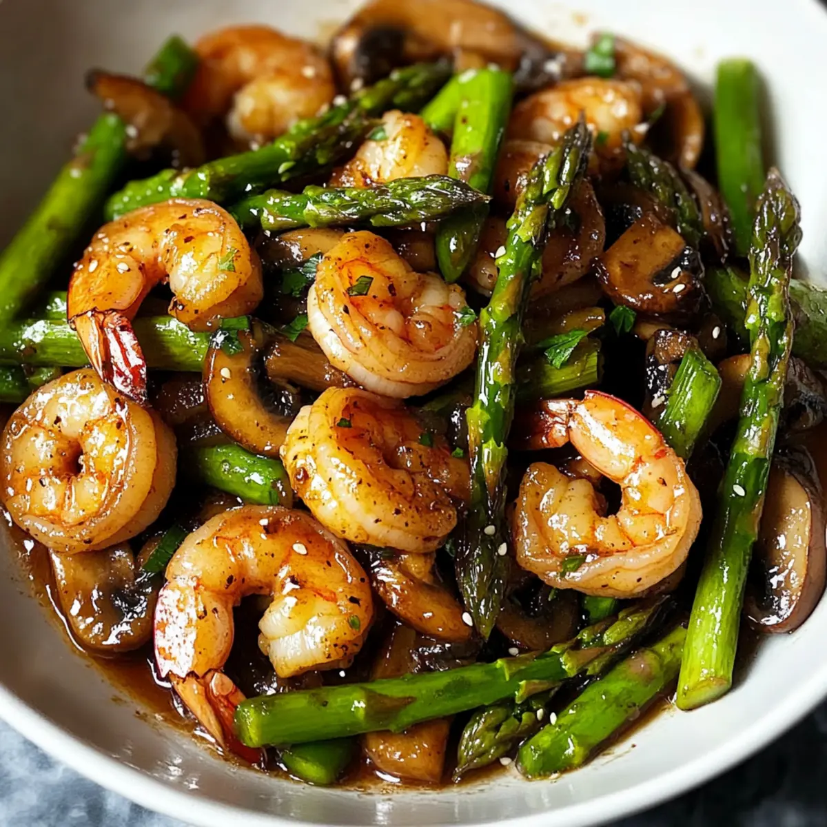 Shrimp and Asparagus Stir Fry with Mushrooms