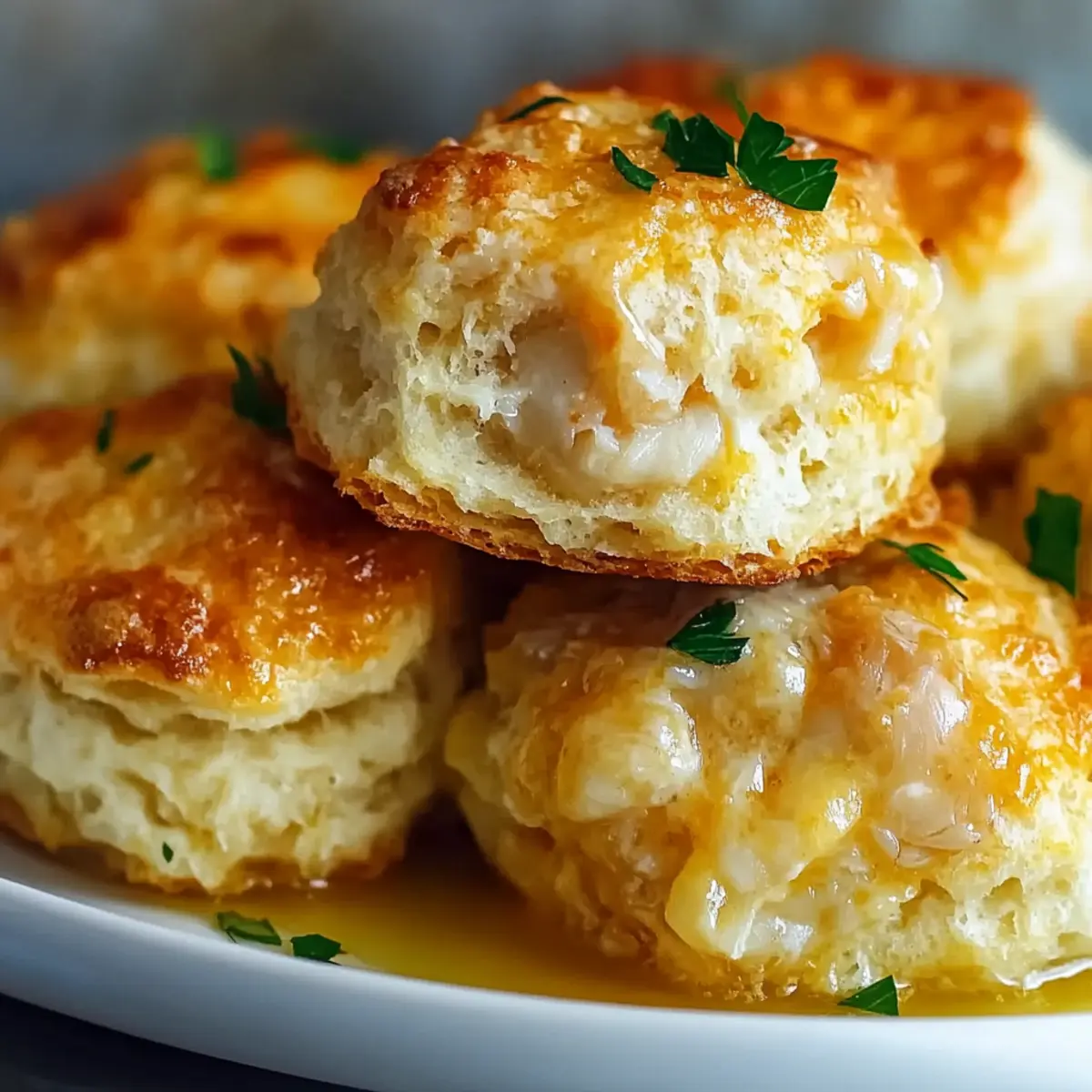 Crab Stuffed Cheddar Bay Biscuits with Lemon Butter