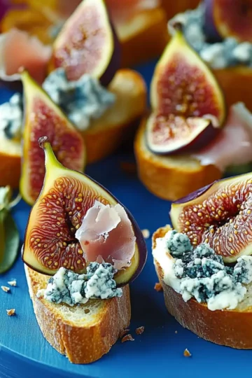 Fig, Blue Cheese & Crispy Prosciutto Crostini