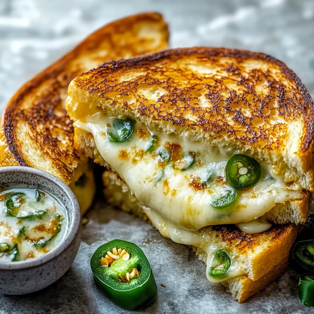 Roasted Jalapeño Dip Grilled Cheese