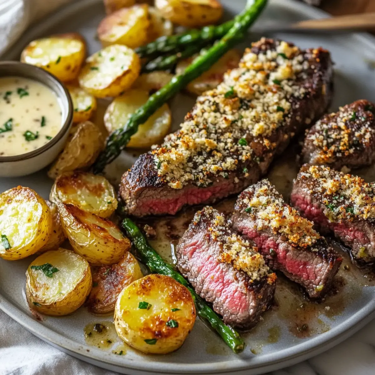 Parmesan Crusted Steak and Potato Sheet Pan Dinner