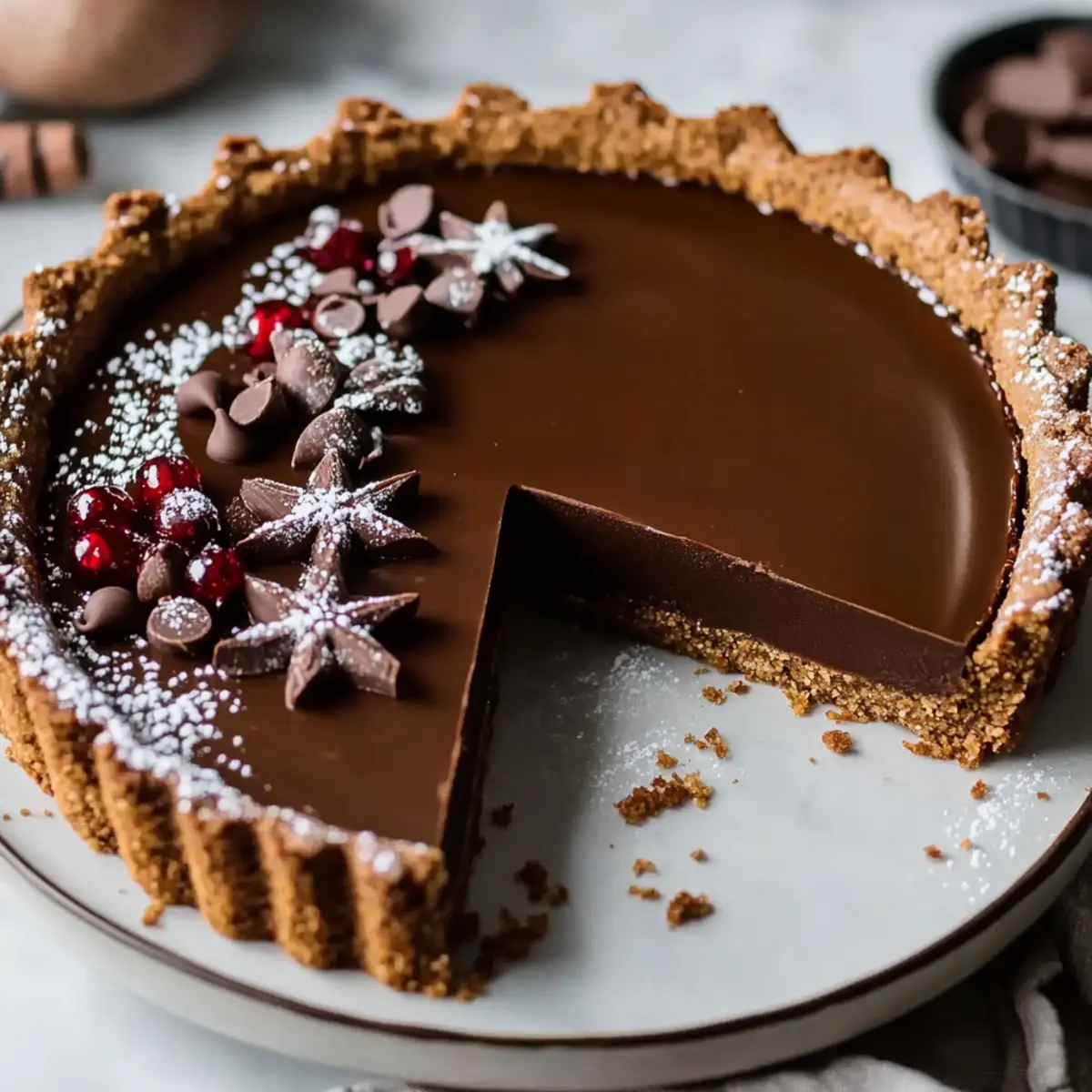 Vegan Gingerbread Chocolate Tart