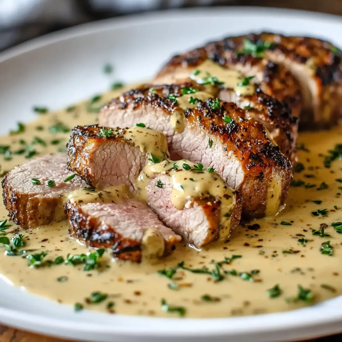 Pork Tenderloin with Dijon Mustard Cream Sauce