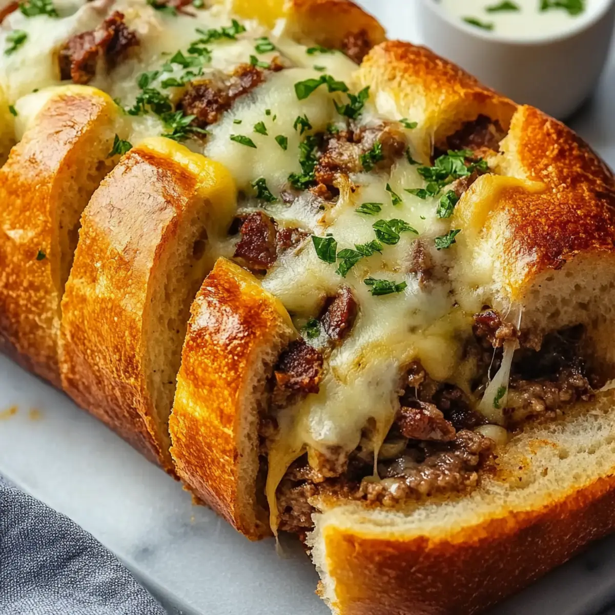 Cheesesteak-Stuffed Garlic Loaf