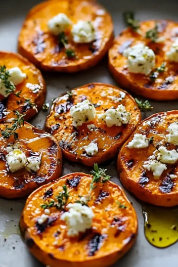 Roasted Sweet Potato Rounds with Honey & Feta