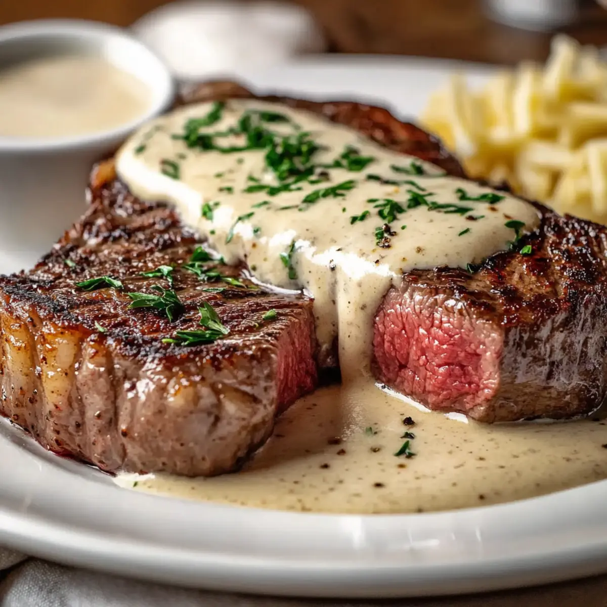 Juicy Steak with Creamy Garlic Sauce