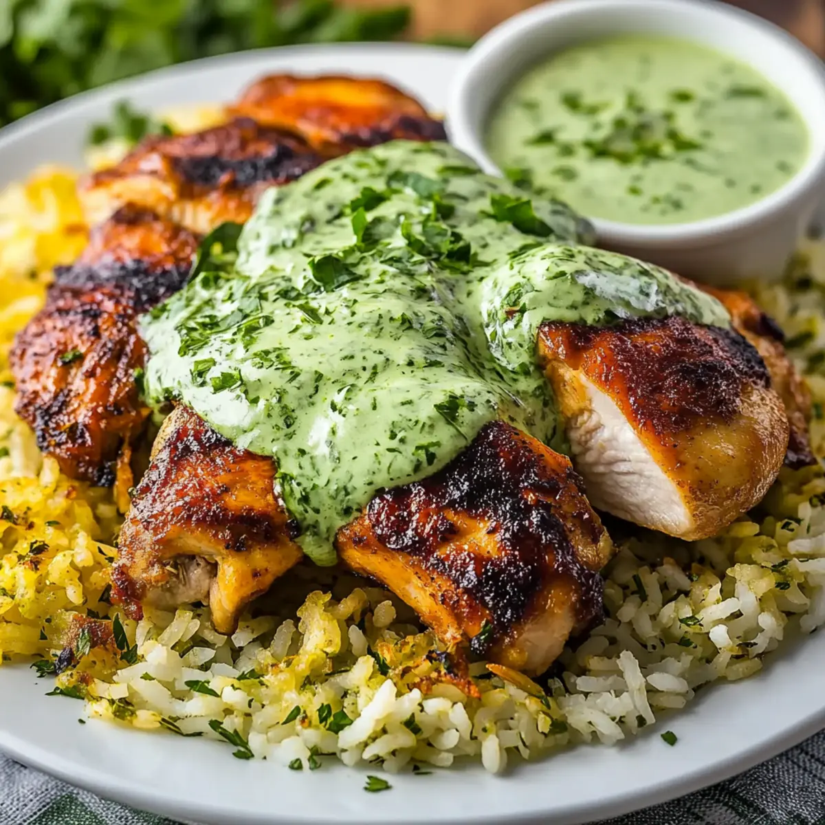 Peruvian Chicken and Rice with Green Sauce